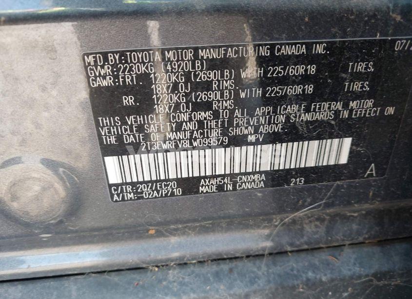 Photo 9 of 2020 Toyota Rav4 HYBRID XSE (VIN 2T3EWRFV8LW099579)