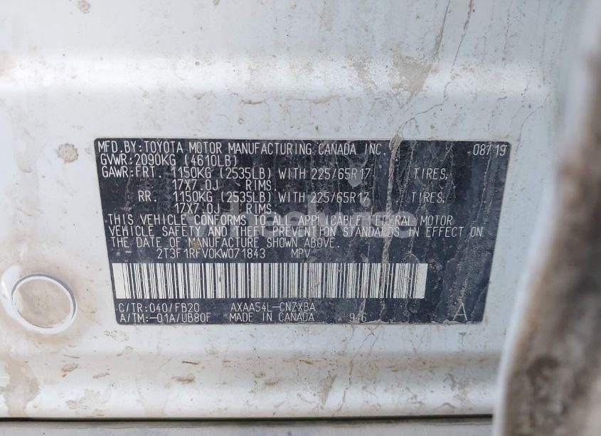 Photo 9 of 2019 Toyota Rav4 LE (VIN 2T3F1RFV0KW071843)