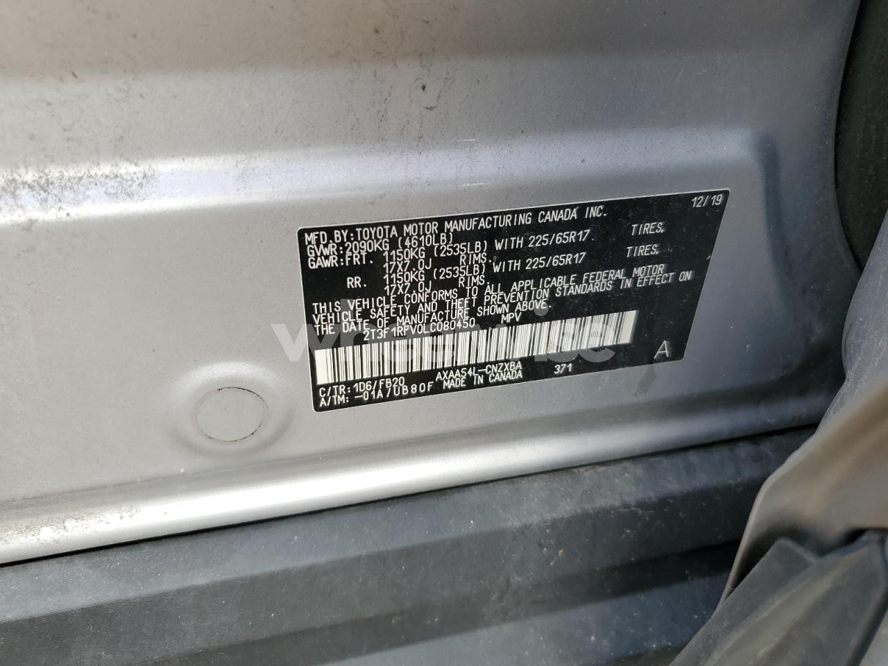 Photo 13 of 2020 TOYOTA RAV4 LE (VIN 2T3F1RFV0LC080450)