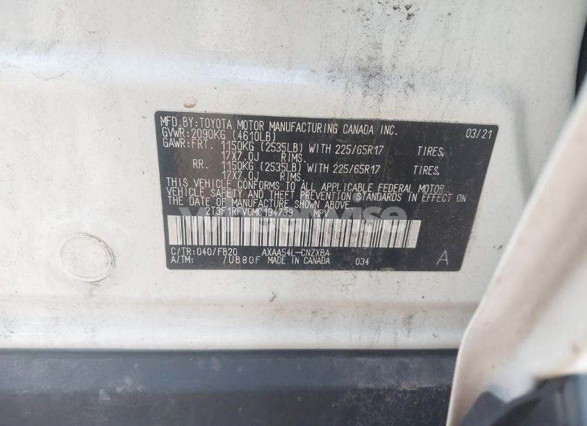 Photo 9 of 2021 Toyota Rav4 LE (VIN 2T3F1RFV0MC194739)