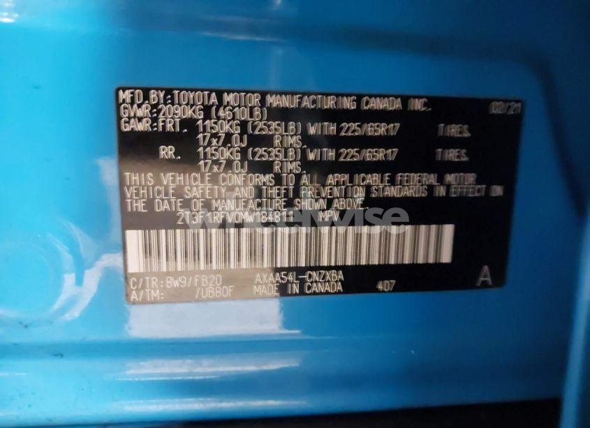 Photo 9 of 2021 Toyota Rav4 LE (VIN 2T3F1RFV0MW184811)