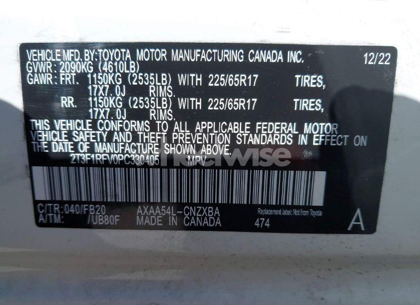 Photo 9 of 2023 Toyota Rav4 LE (VIN 2T3F1RFV0PC330405)