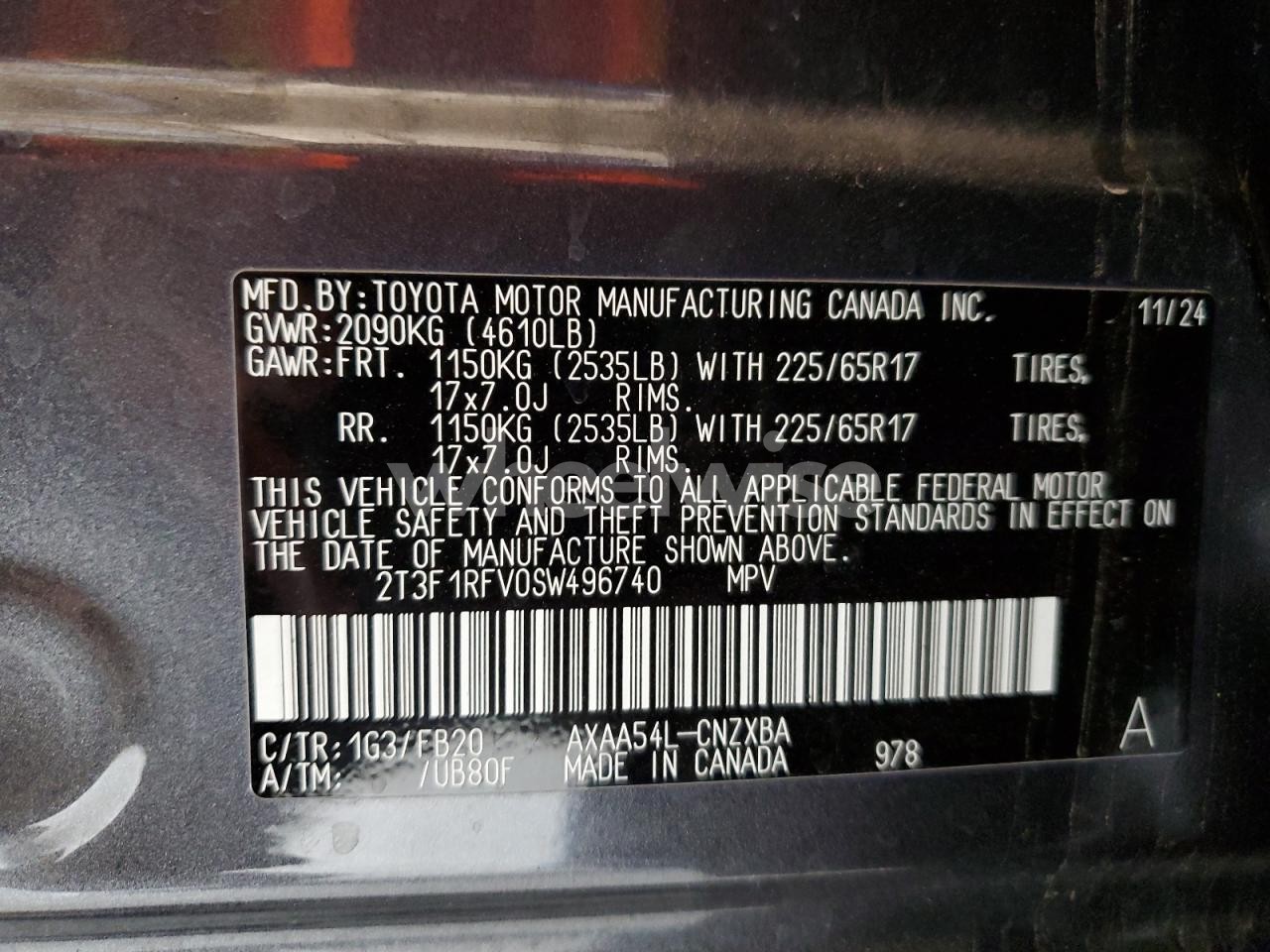 Photo 13 of 2025 TOYOTA RAV4 LE (VIN 2T3F1RFV0SW496740)