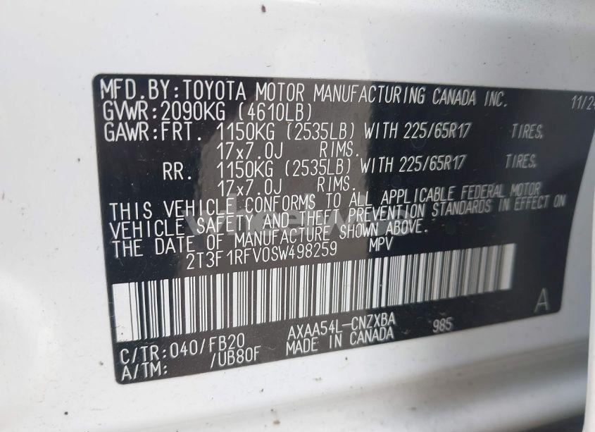 Photo 9 of 2025 Toyota Rav4 LE (VIN 2T3F1RFV0SW498259)