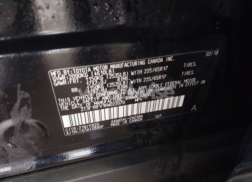 Photo 9 of 2019 Toyota Rav4 LE (VIN 2T3F1RFV1KW022070)