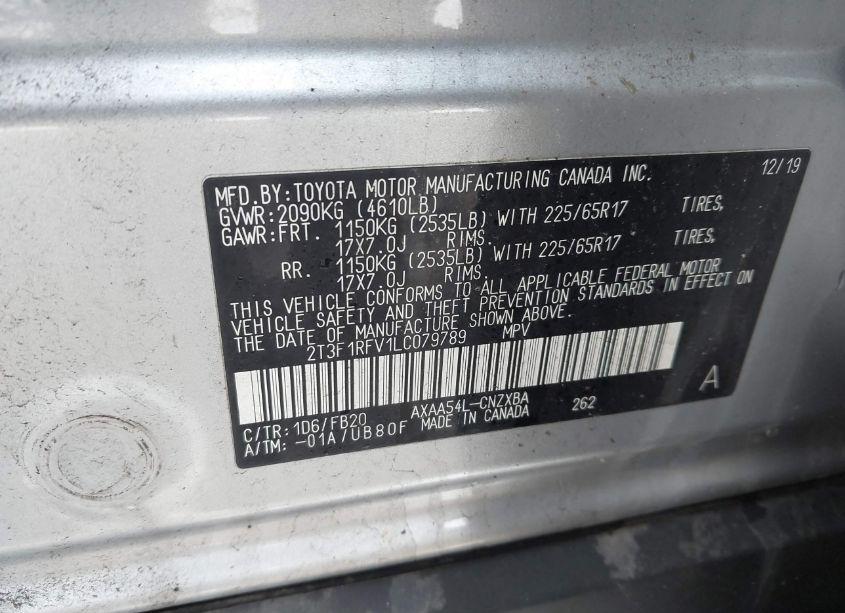 Photo 9 of 2020 Toyota Rav4 LE (VIN 2T3F1RFV1LC079789)