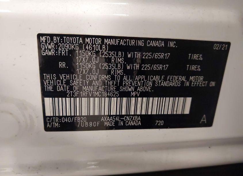 Photo 9 of 2021 Toyota Rav4 LE (VIN 2T3F1RFV1MC184625)