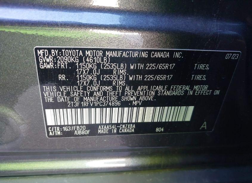 Photo 9 of 2023 Toyota Rav4 LE (VIN 2T3F1RFV1PC374896)