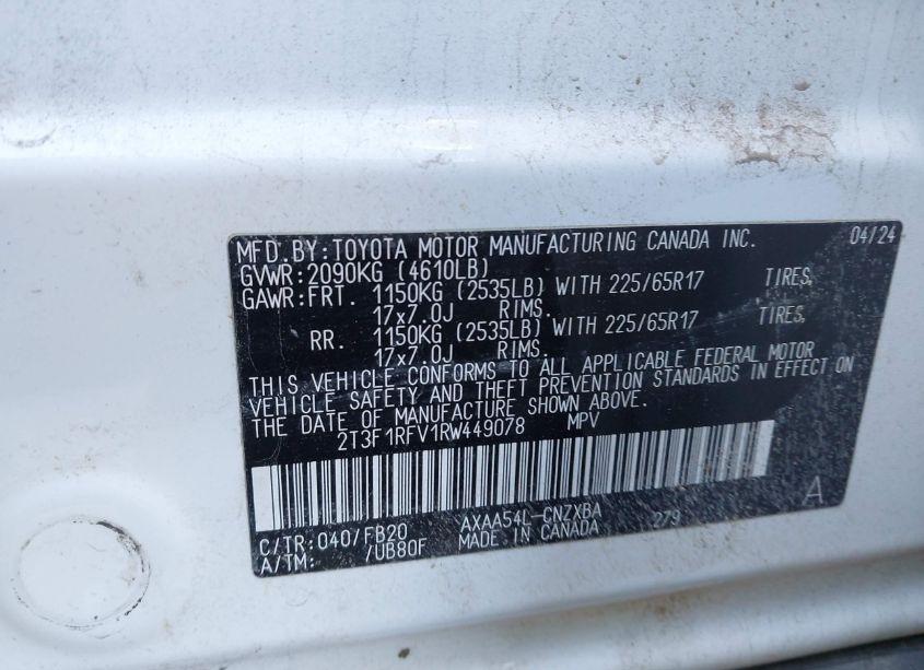 Photo 9 of 2024 Toyota Rav4 LE (VIN 2T3F1RFV1RW449078)