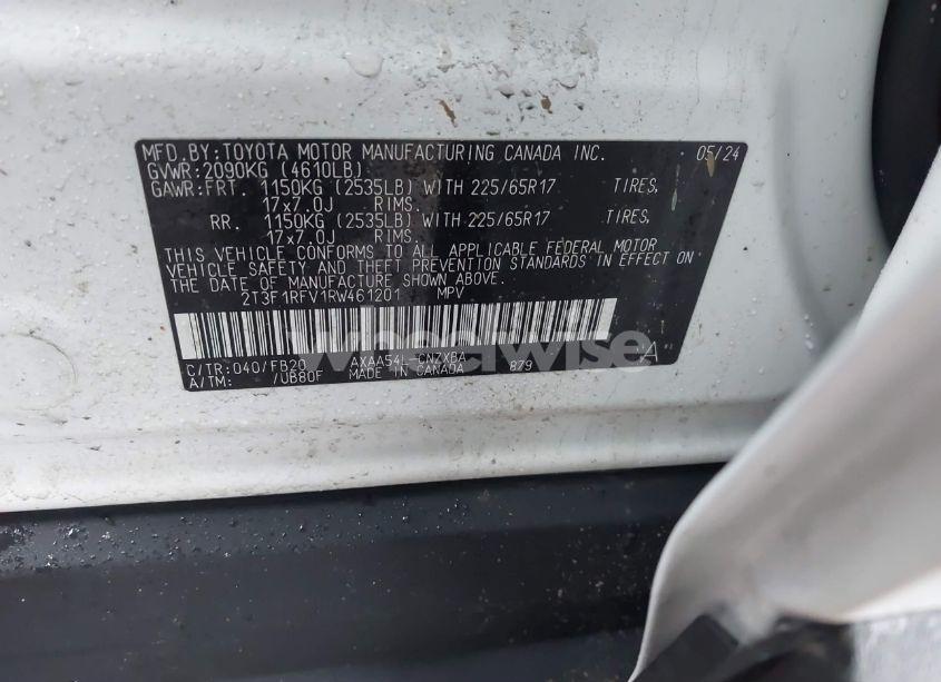 Photo 9 of 2024 Toyota Rav4 LE (VIN 2T3F1RFV1RW461201)