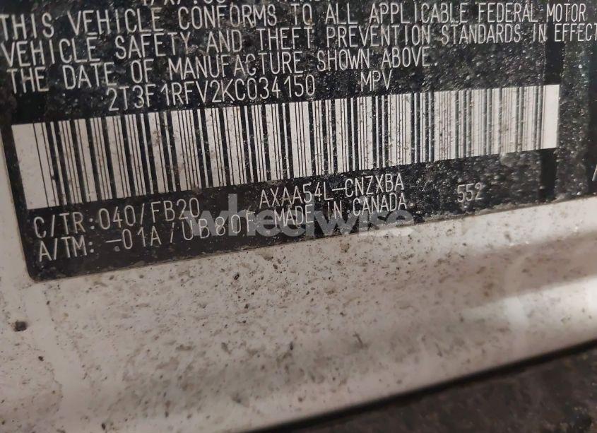 Photo 9 of 2019 Toyota Rav4 LE (VIN 2T3F1RFV2KC034150)