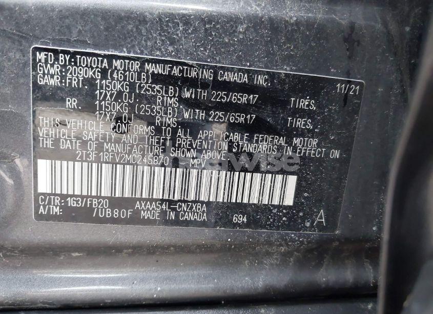 Photo 9 of 2021 Toyota Rav4 LE (VIN 2T3F1RFV2MC245870)