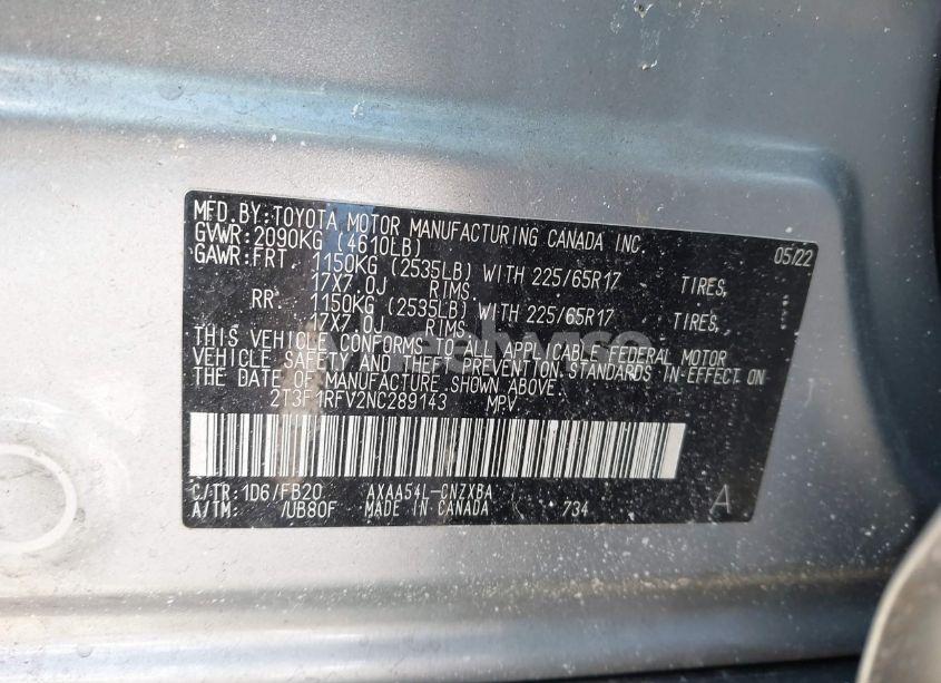 Photo 9 of 2022 Toyota Rav4 LE (VIN 2T3F1RFV2NC289143)