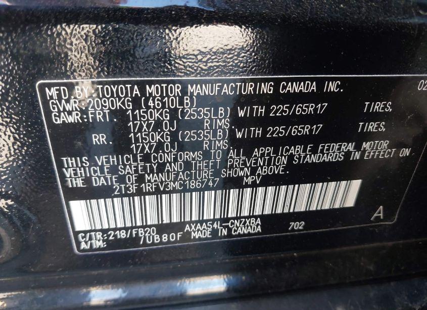 Photo 9 of 2021 Toyota Rav4 LE (VIN 2T3F1RFV3MC186747)