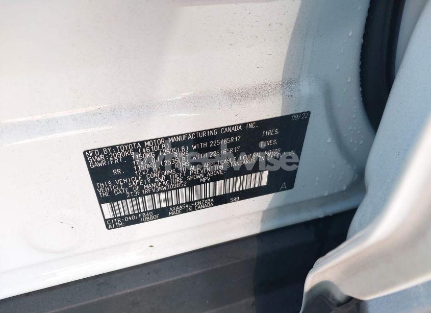 Photo 9 of 2022 Toyota Rav4 LE (VIN 2T3F1RFV3NW309852)