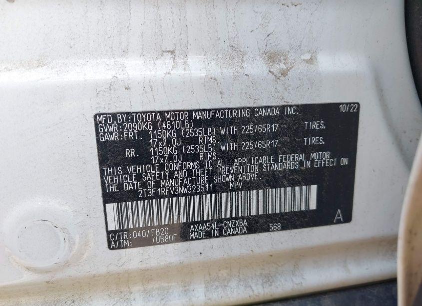 Photo 9 of 2022 Toyota Rav4 LE (VIN 2T3F1RFV3NW323511)