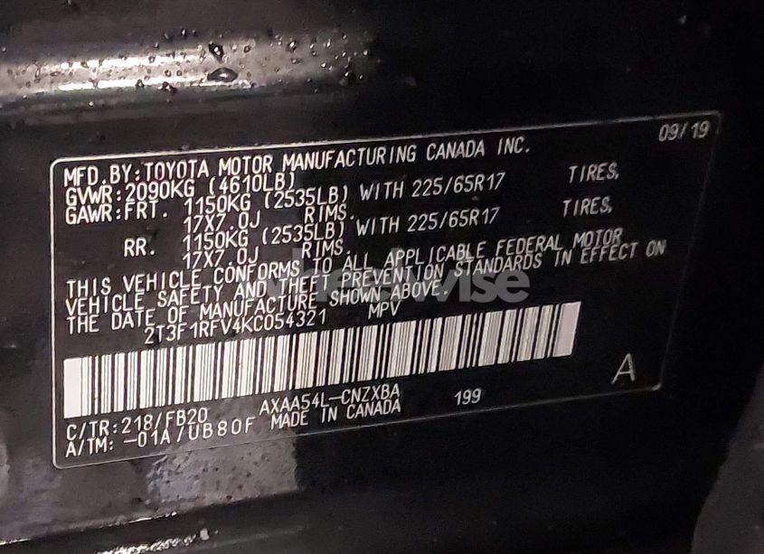 Photo 9 of 2019 Toyota Rav4 LE (VIN 2T3F1RFV4KC054321)