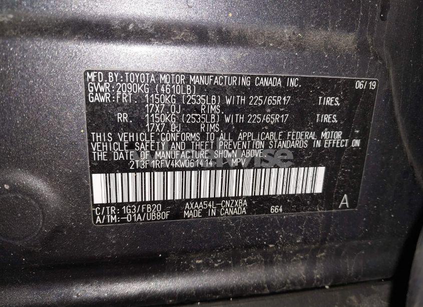 Photo 9 of 2019 Toyota Rav4 LE (VIN 2T3F1RFV4KW061414)