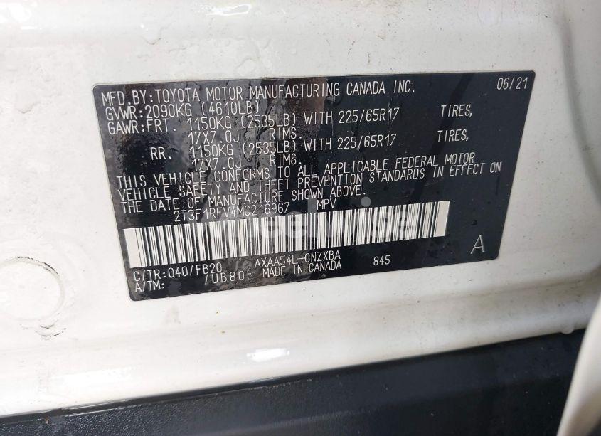 Photo 9 of 2021 Toyota Rav4 LE (VIN 2T3F1RFV4MC216967)