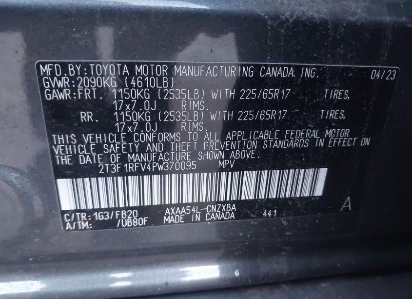 Photo 9 of 2023 Toyota Rav4 LE (VIN 2T3F1RFV4PW370095)