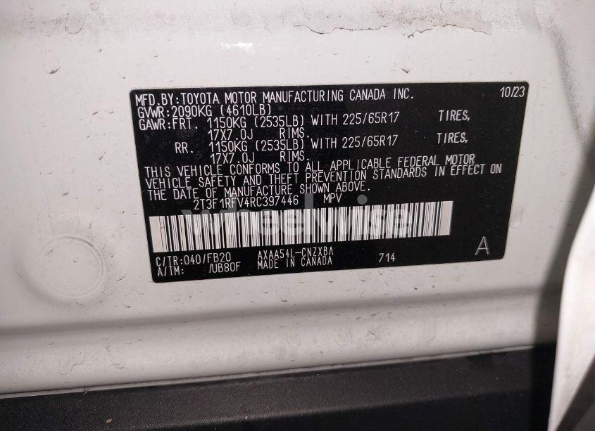 Photo 9 of 2024 Toyota Rav4 LE (VIN 2T3F1RFV4RC397446)