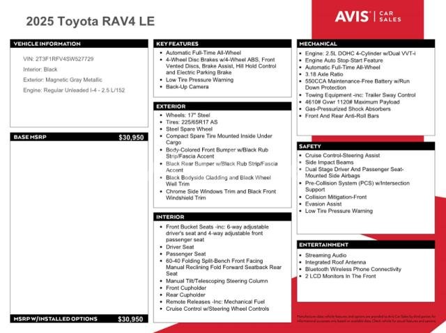 Photo 9 of 2025 TOYOTA RAV4 LE (VIN 2T3F1RFV4SW527729)