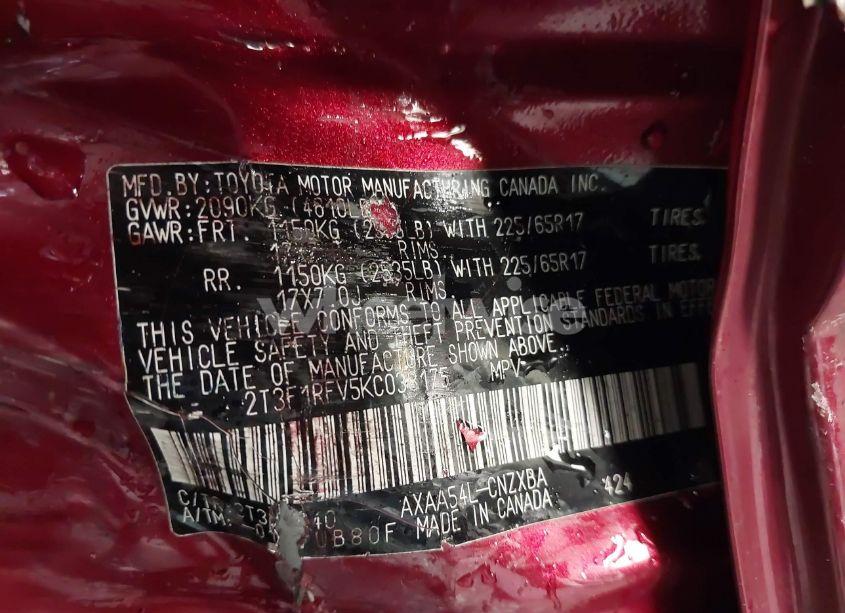 Photo 9 of 2019 Toyota Rav4 LE (VIN 2T3F1RFV5KC038175)