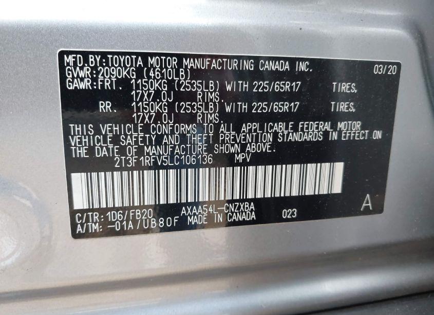 Photo 9 of 2020 Toyota Rav4 LE (VIN 2T3F1RFV5LC106136)