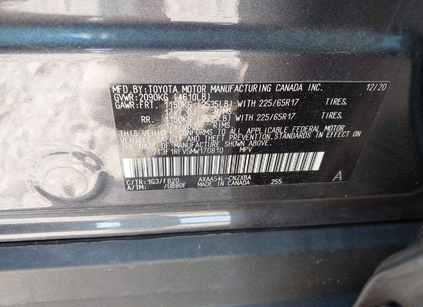 Photo 9 of 2021 Toyota Rav4 LE (VIN 2T3F1RFV5MW170810)