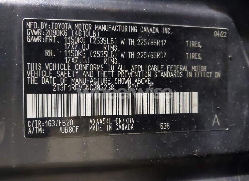 Photo 9 of 2022 Toyota Rav4 LE (VIN 2T3F1RFV5NC283238)