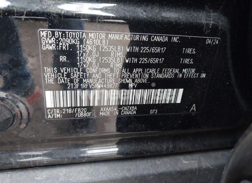 Photo 9 of 2024 Toyota Rav4 LE (VIN 2T3F1RFV5RW449827)