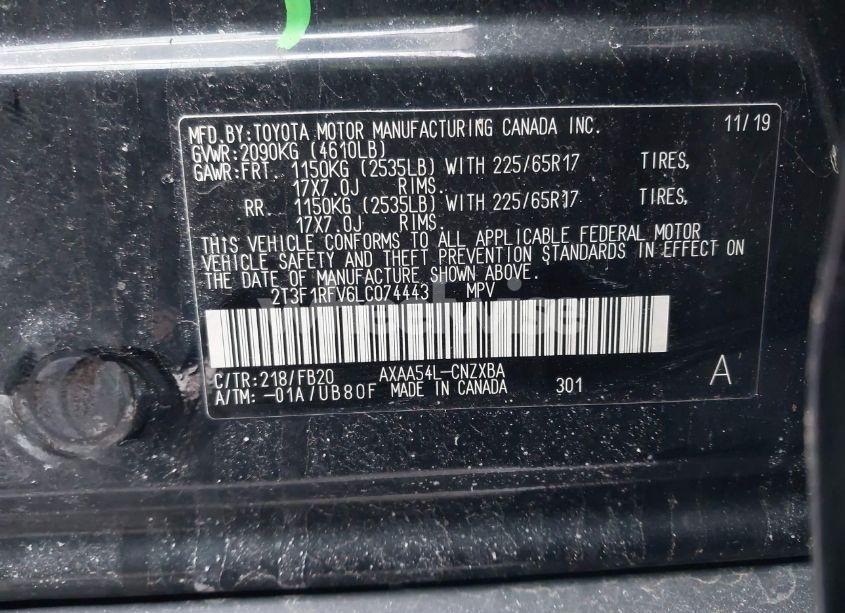 Photo 9 of 2020 Toyota Rav4 LE (VIN 2T3F1RFV6LC074443)
