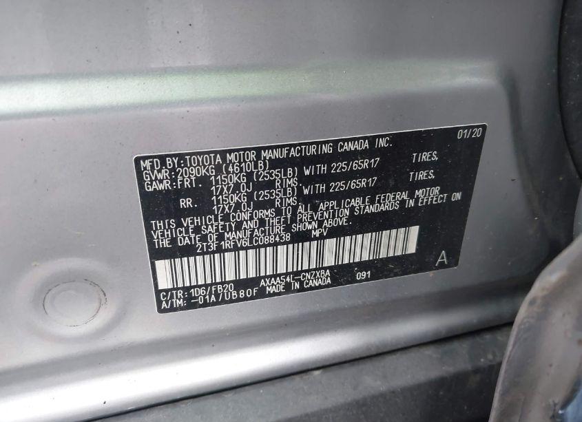 Photo 9 of 2020 Toyota Rav4 LE (VIN 2T3F1RFV6LC088438)