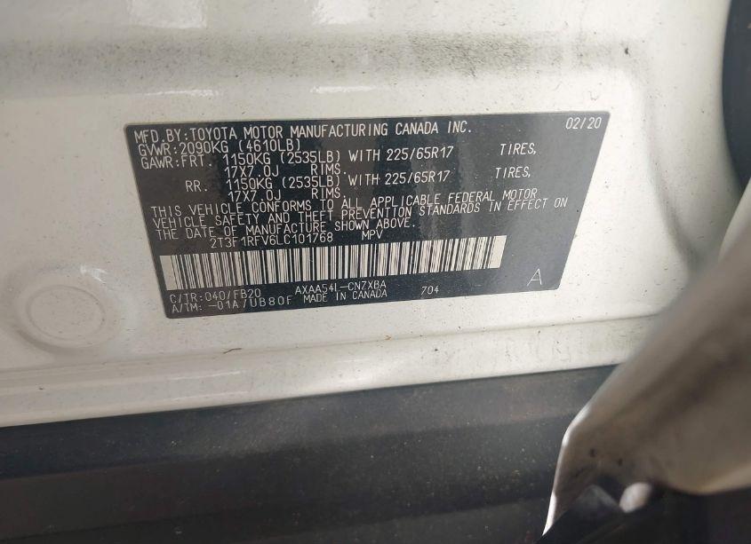 Photo 9 of 2020 Toyota Rav4 LE (VIN 2T3F1RFV6LC101768)