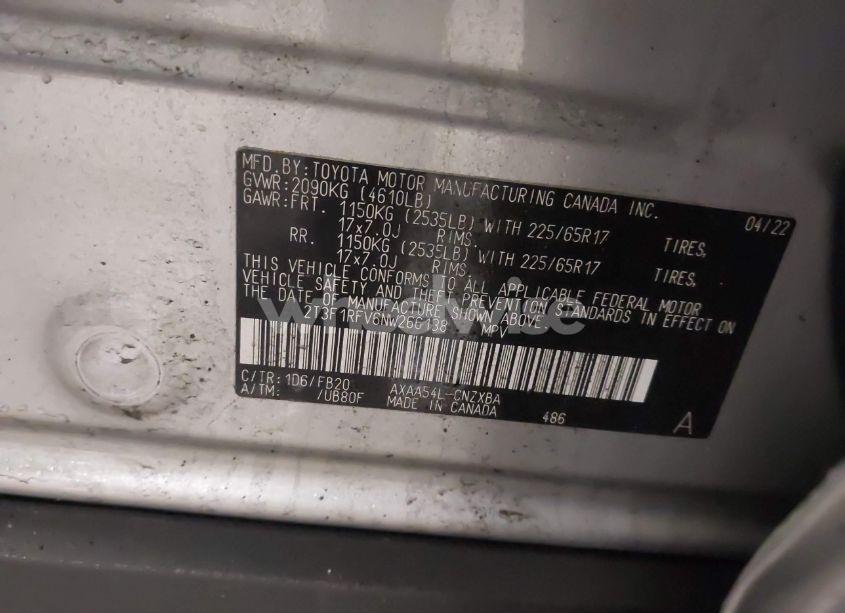 Photo 9 of 2022 Toyota Rav4 LE (VIN 2T3F1RFV6NW266138)