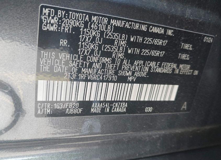 Photo 9 of 2024 Toyota Rav4 LE (VIN 2T3F1RFV6RC417910)