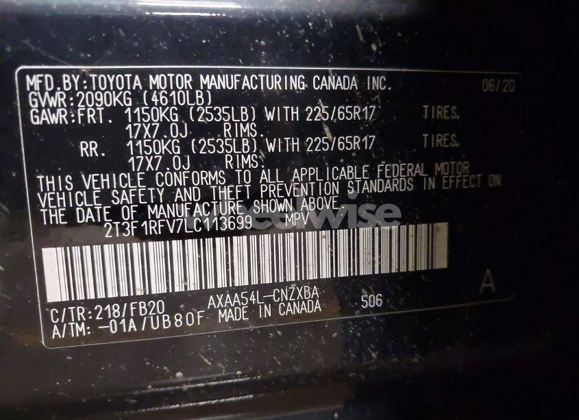 Photo 9 of 2020 Toyota Rav4 LE (VIN 2T3F1RFV7LC113699)
