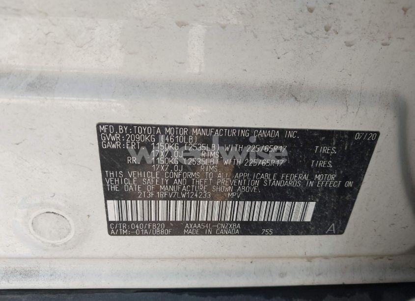 Photo 9 of 2020 Toyota Rav4 LE (VIN 2T3F1RFV7LW124233)