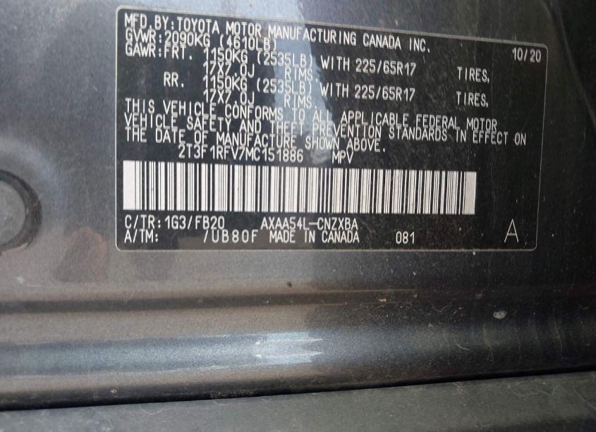 Photo 9 of 2021 Toyota Rav4 LE (VIN 2T3F1RFV7MC151886)