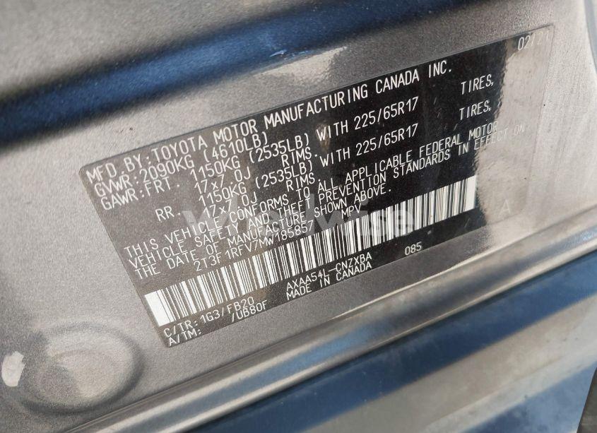 Photo 9 of 2021 Toyota Rav4 LE (VIN 2T3F1RFV7MW185857)