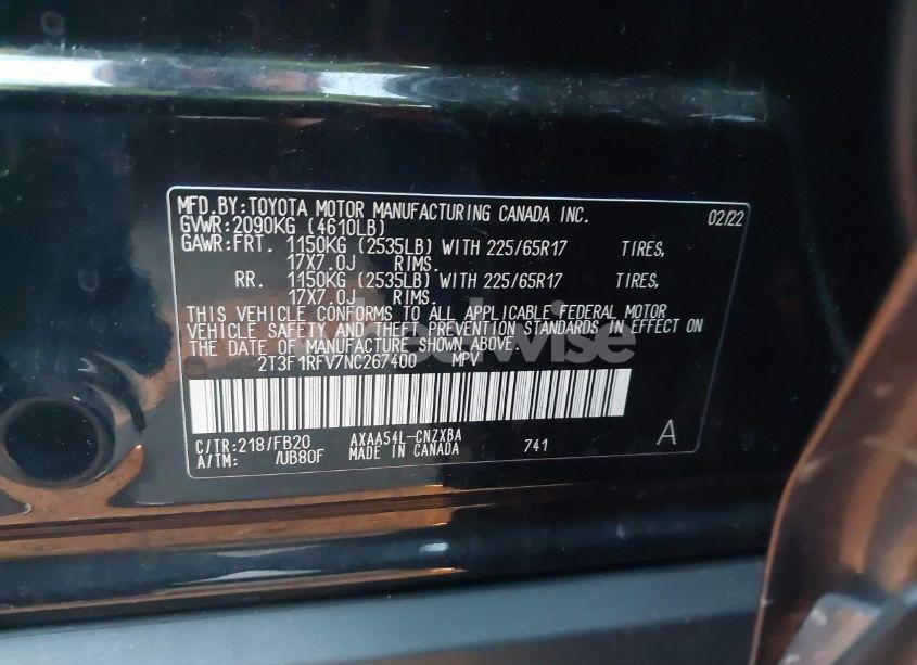 Photo 9 of 2022 Toyota Rav4 LE (VIN 2T3F1RFV7NC267400)