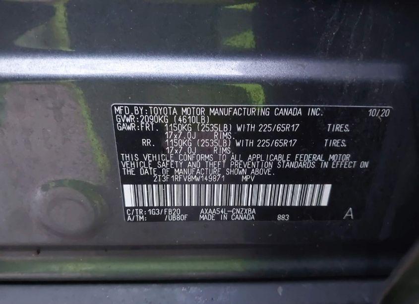 Photo 9 of 2021 Toyota Rav4 LE (VIN 2T3F1RFV8MW149871)