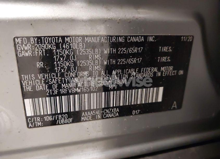 Photo 9 of 2021 Toyota Rav4 LE (VIN 2T3F1RFV8MW165102)