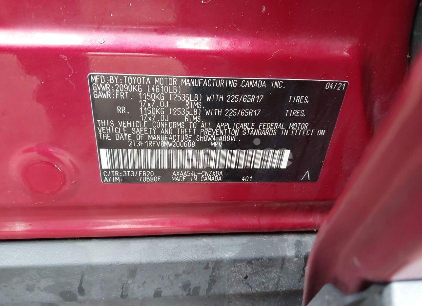 Photo 9 of 2021 Toyota Rav4 LE (VIN 2T3F1RFV8MW200608)