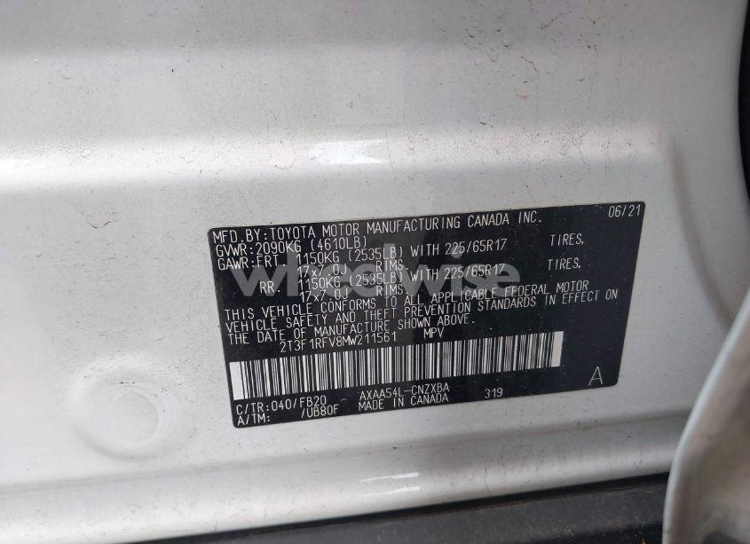 Photo 9 of 2021 Toyota Rav4 LE (VIN 2T3F1RFV8MW211561)