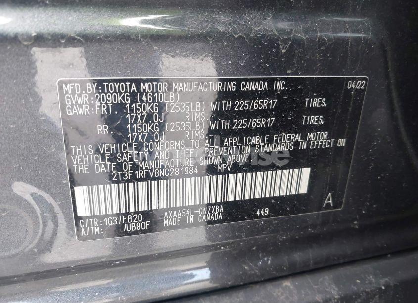 Photo 9 of 2022 Toyota Rav4 LE (VIN 2T3F1RFV8NC281984)