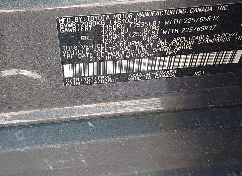 Photo 9 of 2020 Toyota Rav4 LE (VIN 2T3F1RFV9LW102606)