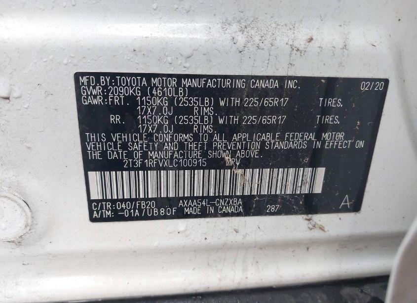 Photo 9 of 2020 Toyota Rav4 LE (VIN 2T3F1RFVXLC100915)