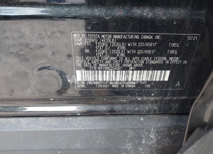 Photo 9 of 2021 Toyota Rav4 LE (VIN 2T3F1RFVXMC254087)