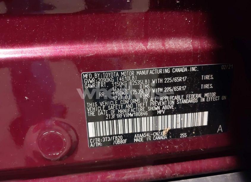 Photo 9 of 2021 Toyota Rav4 LE (VIN 2T3F1RFVXMW180846)